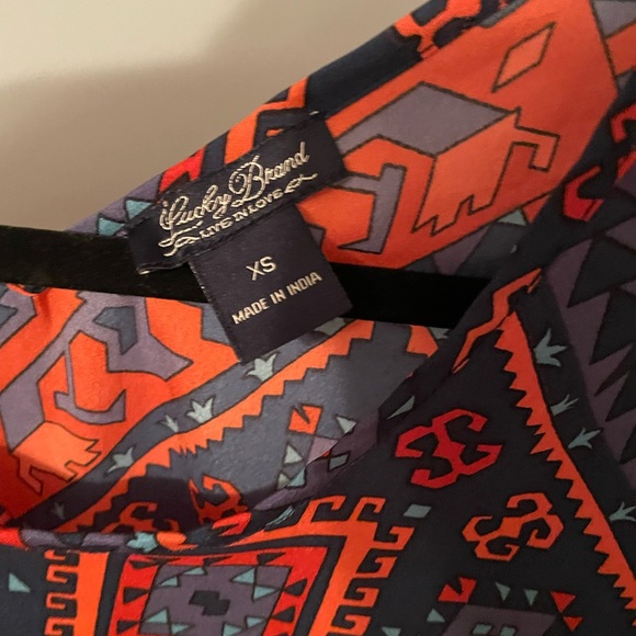 Lucky Brand blouse, Aztec pattern, multi-colored - Picture 2 of 3